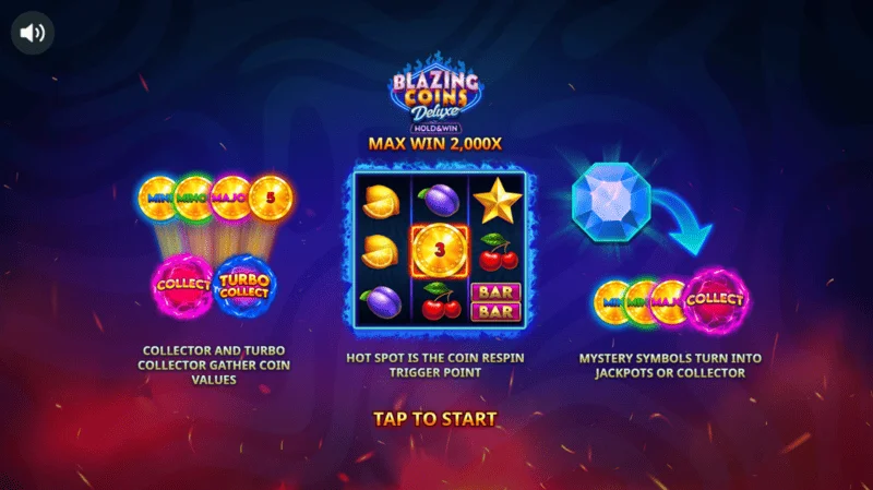 Blazing Coins Deluxe meniul principal